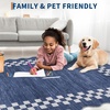 Garvee Scalloped 8×10 Washable Area Rugs for Living Room Modern Bordered Accent Rug for Bedroom Scalloped Non-Slip Stain-Resistant Stain Resistant Carpet for Dining Room Nursery Home Dorm, Blue