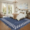 Garvee Scalloped 8×10 Washable Area Rugs for Living Room Modern Bordered Accent Rug for Bedroom Scalloped Non-Slip Stain-Resistant Stain Resistant Carpet for Dining Room Nursery Home Dorm, Blue