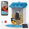 Garvee Smart Bird Feeder with 4K Camera & AI Recognition – Solar Powered, 2L Capacity, Night Vision, App Alerts, for Bird Watching, Squirrel Deterrent Function(Blue)