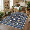 Garvee Washable Area Rug 8×10 Rugs for Living Room, Indoor Farmhouse Cute Animal Print Nursery Rugs with Non Slip Back Low Pile Ultra Thin Floor Rug for Girls Kids Room, Beige(Cute Animal|blue)
