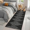 Garvee Washable Kitchen Rugs Diamond Stripes Area Rug for Hallway Contemporary Distressed Front Door Area Rug Non Slip Neutral Soft Runner Rugs for Entryway Black and White 2’x6′(Black)