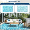 Garvee Waterproof Outdoor Rug 8×10 for Patio, Foldable Reversible Modern Area Rug, Large Plastic Straw Mat for Camping, RV, Porch, Backyard, Deck, Picnic, Beach, Blue & White(Light Blue & White)