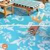 Garvee Waterproof Outdoor Rug 8×10 for Patio, Foldable Reversible Modern Area Rug, Large Plastic Straw Mat for Camping, RV, Porch, Backyard, Deck, Picnic, Beach, Blue & White(Light Blue & White)