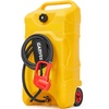 Garvee 16 Gallon Gas Can, Fuel Tank Container with LE Fluid Transfer Manual 10 FT Siphon Pump, Portable Diesel Gas Storage Caddy w/Wheels for Car, ATV, Weeder, Boat, Tractor,Snow Blower,Generator(Yellow)
