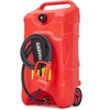 Garvee 16 Gallon Gas Can, Fuel Tank Container with LE Fluid Transfer Manual 10 FT Siphon Pump, Portable Diesel Gas Storage Caddy w/Wheels for Car, ATV, Weeder, Boat, Tractor,Snow Blower,Generator(Red)