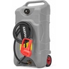 Garvee 16 Gallon Gas Can, Fuel Tank Container with LE Fluid Transfer Manual 10 FT Siphon Pump, Portable Diesel Gas Storage Caddy w/Wheels for Car, ATV, Weeder, Boat, Tractor,Snow Blower,Generator(Grey)