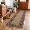 Garvee 9×12 Indoor Outdoor Rugs Easy Jute Scalloped Living Room Rugs with Non Slip Backing, Modern Border Washable Rug Stain Resistant Non Shedding Neutral Mats for Dining Room, Bedroom, Patio, Brown(Bordered|brown)