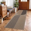 Garvee 9×12 Indoor Outdoor Rugs Easy Jute Scalloped Living Room Rugs with Non Slip Backing, Modern Border Washable Rug Stain Resistant Non Shedding Neutral Mats for Dining Room, Bedroom, Patio, Brown(Rainbow|nature&tan)