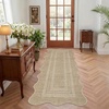 Garvee 9×12 Indoor Outdoor Rugs Easy Jute Scalloped Living Room Rugs with Non Slip Backing, Modern Border Washable Rug Stain Resistant Non Shedding Neutral Mats for Dining Room, Bedroom, Patio, Brown(Scalloped|nature)
