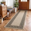 Garvee 9×12 Indoor Outdoor Rugs Easy Jute Scalloped Living Room Rugs with Non Slip Backing, Modern Border Washable Rug Stain Resistant Non Shedding Neutral Mats for Dining Room, Bedroom, Patio, Brown(Bordered|black White)