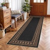 Garvee 9×12 Indoor Outdoor Rugs Easy Jute Scalloped Living Room Rugs with Non Slip Backing, Modern Border Washable Rug Stain Resistant Non Shedding Neutral Mats for Dining Room, Bedroom, Patio, Brown(Bordered|black Brown)
