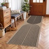 Garvee 9×12 Indoor Outdoor Rugs Easy Jute Scalloped Living Room Rugs with Non Slip Backing, Modern Border Washable Rug Stain Resistant Non Shedding Neutral Mats for Dining Room, Bedroom, Patio, Brown(Rainbow|nature&black)