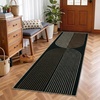 Garvee 9×12 Indoor Outdoor Rugs Easy Jute Scalloped Living Room Rugs with Non Slip Backing, Modern Border Washable Rug Stain Resistant Non Shedding Neutral Mats for Dining Room, Bedroom, Patio, Brown(Rainbow|black&brown)