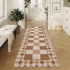 Garvee 9×12 Indoor Outdoor Rugs Easy Jute Scalloped Living Room Rugs with Non Slip Backing, Modern Border Washable Rug Stain Resistant Non Shedding Neutral Mats for Dining Room, Bedroom, Patio, Brown(Checkered|white Coffee)