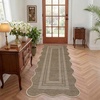 Garvee 9×12 Indoor Outdoor Rugs Easy Jute Scalloped Living Room Rugs with Non Slip Backing, Modern Border Washable Rug Stain Resistant Non Shedding Neutral Mats for Dining Room, Bedroom, Patio, Brown(Scalloped|brown)