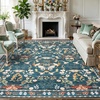 Garvee 9×12 Washable Area Rug, Non-Slip Low Pile Rug with Butterfly Floral, Stain Resistance Carpet for Living Room, Bedroom, Dining Room, Black(Dark Green)