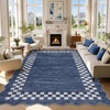 Garvee Scalloped 8×10 Washable Area Rugs for Living Room Modern Bordered Accent Rug for Bedroom Scalloped Non-Slip Stain-Resistant Stain Resistant Carpet for Dining Room Nursery Home Dorm, Blue