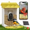 Garvee Smart Bird Feeder with 4K Camera & AI Recognition – Solar Powered, 2L Capacity, Night Vision, App Alerts, for Bird Watching, Squirrel Deterrent Function(Light Yellow)