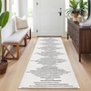 Garvee Washable Kitchen Rugs Diamond Stripes Area Rug for Hallway Contemporary Distressed Front Door Area Rug Non Slip Neutral Soft Runner Rugs for Entryway Black and White 2’x6′(Beige)