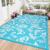 Garvee Waterproof Outdoor Rug 8×10 for Patio, Foldable Reversible Modern Area Rug, Large Plastic Straw Mat for Camping, RV, Porch, Backyard, Deck, Picnic, Beach, Blue & White(Light Blue & White)