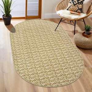 3×5 Non Slip Oval Rugs for Living Room Bedroom Dining Room Modern Textured Non Slip Low Pile Indoor Carpet Soft Non-Shedding Foldable Area Rug Perfect for Laundry Room Home Office, Taupe(Taupe)