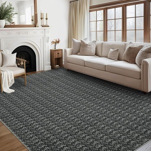 3×5 Non Slip Oval Rugs for Living Room Bedroom Dining Room Modern Textured Non Slip Low Pile Indoor Carpet Soft Non-Shedding Foldable Area Rug Perfect for Laundry Room Home Office, Taupe(Black)