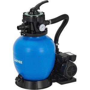 Garvee 19″ Sand Filter Pump for Above Ground Pool with Timer, 1.5HP 6075GPH Swimming Pool Pump & Sand Filter System with 7-Way Valve & Strainer Basket, Pool Pumps Above Ground, Grey(Blue)