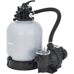 Garvee 19″ Sand Filter Pump for Above Ground Pool with Timer, 1.5HP 6075GPH Swimming Pool Pump & Sand Filter System with 7-Way Valve & Strainer Basket, Pool Pumps Above Ground, Grey(Grey)