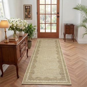 Garvee 9×12 Indoor Outdoor Rugs Easy Jute Scalloped Living Room Rugs with Non Slip Backing, Modern Border Washable Rug Stain Resistant Non Shedding Neutral Mats for Dining Room, Bedroom, Patio, Brown(Neutral|nature)