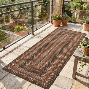 Garvee Easy Jute 4×6 Outdoor Rug Washable Non Slip Braided-Print Neutral Rugs for Living Room Ultra-Thin Non-Shedding Foldable Rug Indoor Outdoor Farmhouse Rugs for Bedroom Kitchen Porch Orange/Brown(Orange/Brown)
