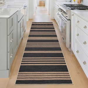 Garvee Easy Jute Modern Striped Rug 5×7 Area Rugs for Living Room Washable Rugs Bedroom Rug Stain Resistant Non Slip Floor Cover for Dining Room Office Nursery, Black&Brown(Striped – Black&brown)