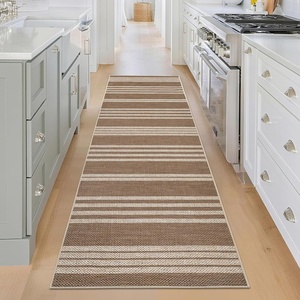 Garvee Easy Jute Modern Striped Rug 5×7 Area Rugs for Living Room Washable Rugs Bedroom Rug Stain Resistant Non Slip Floor Cover for Dining Room Office Nursery, Black&Brown(Striped – Brown)