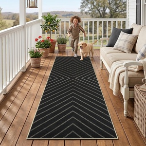 Garvee Easy Jute Rug 4×6 Outdoor Patio Rug, Washable Indoor Kitchen Rugs Non Slip Low Pile Stain Resistant Farmhouse Neutral Striped Area Rug for Entrance Living Room Backyard Bedroom 4’x6′(Striped|black)