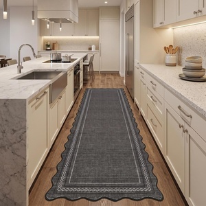 Garvee Scalloped Washable Rugs 10×14 Rug for Living Room Bedroom Rug Modern Large Area Rug Non Slip Throw Rugs Soft Low Pile Stain Resistant Carpet for Dorm Dining Room Dorm, 10’x14′ Beige(C-scalloped|charcoal)