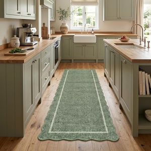 Garvee Scalloped Washable Rugs 10×14 Rug for Living Room Bedroom Rug Modern Large Area Rug Non Slip Throw Rugs Soft Low Pile Stain Resistant Carpet for Dorm Dining Room Dorm, 10’x14′ Beige(A-scalloped|greyish Green)