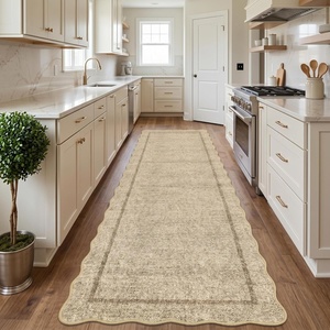 Garvee Scalloped Washable Rugs 10×14 Rug for Living Room Bedroom Rug Modern Large Area Rug Non Slip Throw Rugs Soft Low Pile Stain Resistant Carpet for Dorm Dining Room Dorm, 10’x14′ Beige(A-scalloped|jute Color)