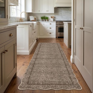 Garvee Scalloped Washable Rugs 10×14 Rug for Living Room Bedroom Rug Modern Large Area Rug Non Slip Throw Rugs Soft Low Pile Stain Resistant Carpet for Dorm Dining Room Dorm, 10’x14′ Beige(A-scalloped|dark Brown)