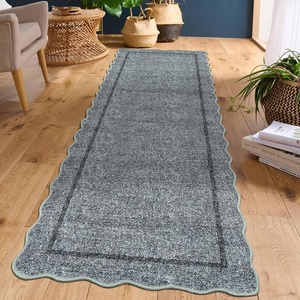 Garvee Scalloped Washable Rugs 10×14 Rug for Living Room Bedroom Rug Modern Large Area Rug Non Slip Throw Rugs Soft Low Pile Stain Resistant Carpet for Dorm Dining Room Dorm, 10’x14′ Beige(A-scalloped|grey)
