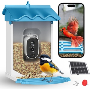 Garvee Smart Bird Feeder with 4K Camera & AI Recognition – Solar Powered, 2L Capacity, Night Vision, App Alerts, for Bird Watching, Squirrel Deterrent Function(Blue)