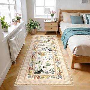 Garvee Washable Area Rug 8×10 Rugs for Living Room, Indoor Farmhouse Cute Animal Print Nursery Rugs with Non Slip Back Low Pile Ultra Thin Floor Rug for Girls Kids Room, Beige(Cute Animal|beige)
