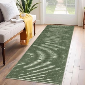 Garvee Washable Kitchen Rugs Diamond Stripes Area Rug for Hallway Contemporary Distressed Front Door Area Rug Non Slip Neutral Soft Runner Rugs for Entryway Black and White 2’x6′(Green)