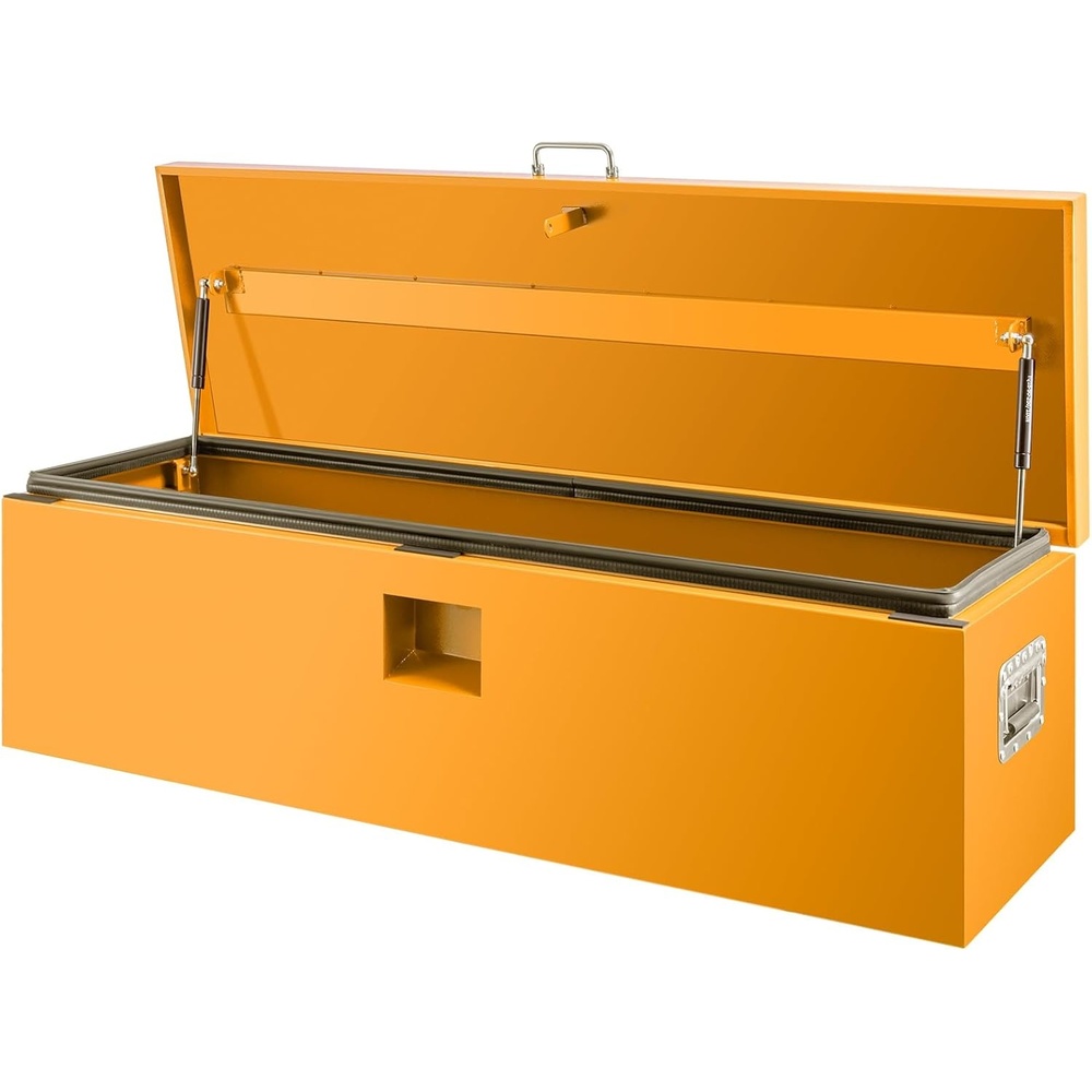image:imageHeavy Duty Truck Bed Tool Box 24 Locking Steel Truck Toolbox with Front Pull Handle Side Grab Handles Dual Gas Struts WeatherResistant Powder Coated Storage Box for Pickup Truck Bed RV TrailerYellow