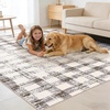 Garvee 8×10 Checkered Area Rug, Washable Modern Geometric Rug, Non Slip Low Pile Soft Carpet for Bedroom, Living Room, Dining Room, Black(Beige)