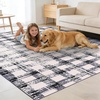 Garvee 8×10 Checkered Area Rug, Washable Modern Geometric Rug, Non Slip Low Pile Soft Carpet for Bedroom, Living Room, Dining Room, Black(Black)