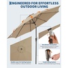 Garvee 9FT Outdoor Patio Umbrella, Outdoor Table Umbrella with Push Button Tilt and Crank, Market Umbrella with 8 Sturdy Ribs, UV Protection Waterproof for Garden Backyard Deck Pool(Brown)