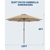 Garvee 9FT Outdoor Patio Umbrella, Outdoor Table Umbrella with Push Button Tilt and Crank, Market Umbrella with 8 Sturdy Ribs, UV Protection Waterproof for Garden Backyard Deck Pool(Brown)