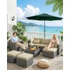 Garvee 9FT Outdoor Patio Umbrella, Outdoor Table Umbrella with Push Button Tilt and Crank, Market Umbrella with 8 Sturdy Ribs, UV Protection Waterproof for Garden Backyard Deck Pool(Dark Green)