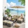 Garvee 9FT Outdoor Patio Umbrella, Outdoor Table Umbrella with Push Button Tilt and Crank, Market Umbrella with 8 Sturdy Ribs, UV Protection Waterproof for Garden Backyard Deck Pool(Brown)