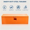 Heavy Duty Truck Bed Tool Box 24” Locking Steel Truck Toolbox with Front Pull Handle, Side Grab Handles, Dual Gas Struts, Weather-Resistant Powder Coated Storage Box for Pickup Truck Bed, RV, Trailer(Orange)