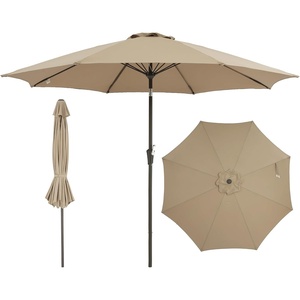 Garvee 9FT Outdoor Patio Umbrella, Outdoor Table Umbrella with Push Button Tilt and Crank, Market Umbrella with 8 Sturdy Ribs, UV Protection Waterproof for Garden Backyard Deck Pool(Brown)